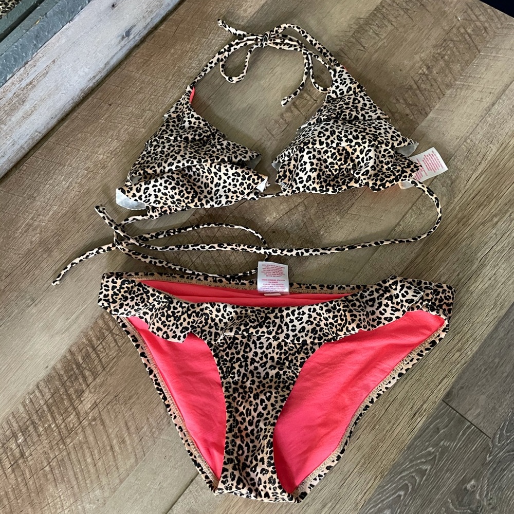 Cheetah Print Ruffle Bikini